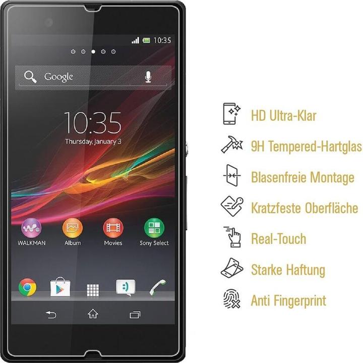 Actual product image Protectorking 1x real tempered 9H armoured glass 3D CLEAR (1 Piece, Sony Xperia Z)