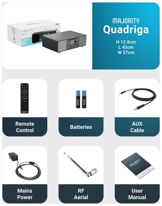 Productafbeelding Majority Quadriga (DAB+, VHF, FM, Bluetooth, WiFi)