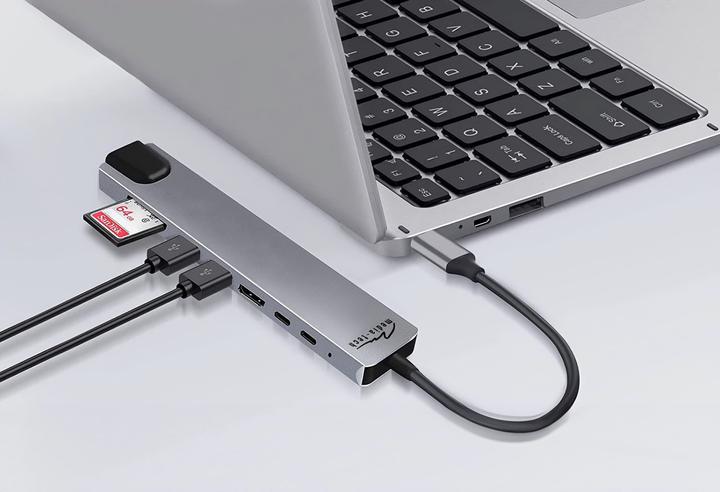Productafbeelding Media-Tech USB HUB 8 IN 1 GIGA LAN HUB MT5046 (USB-C)