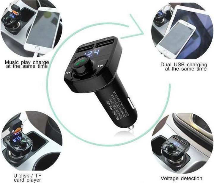Produktbild PhoneLook Bluetooth Empfänger X8 Auto Kfz Audio Receiver MP3 Player mit 3.1 USB Fast Charge