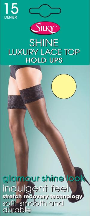 Silky Shine Halterlose Strümpfe mit Spitzenabschluss (M)