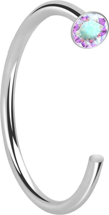 Star Piercing Nasenring offen silber Kristall multicolor (925 Sterlingsilber, ohne Messing)