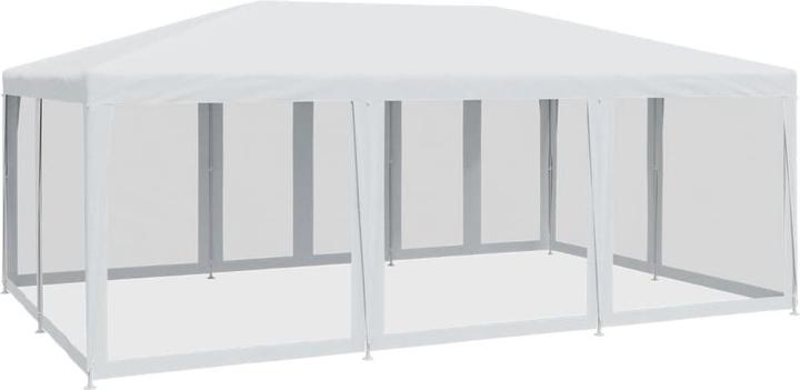 Produktbild VidaXL Partyzelt Pavillon Festzelt mit 10 Mesh-Seitenteilen Weiss 6x4m HDPE (600 cm, 400 cm)