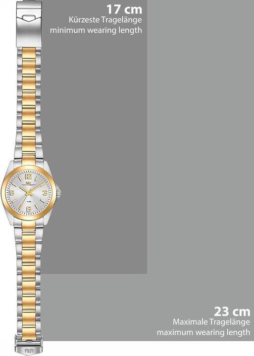 Immagine prodotto Orologio al quarzo da donna Majestia in acciaio inossidabile argento/oro giallo - 32448 (Orologio da polso analogico, 37.50 mm)