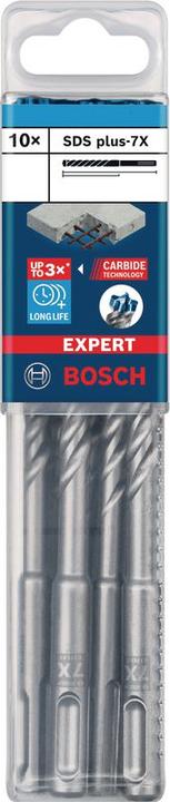 Immagine prodotto Bosch Professional Zubehör Trapano a percussione Expert SDS plus-7X, 14 x 200 x 265 mm, 10 pezzi. (14 millimetri)