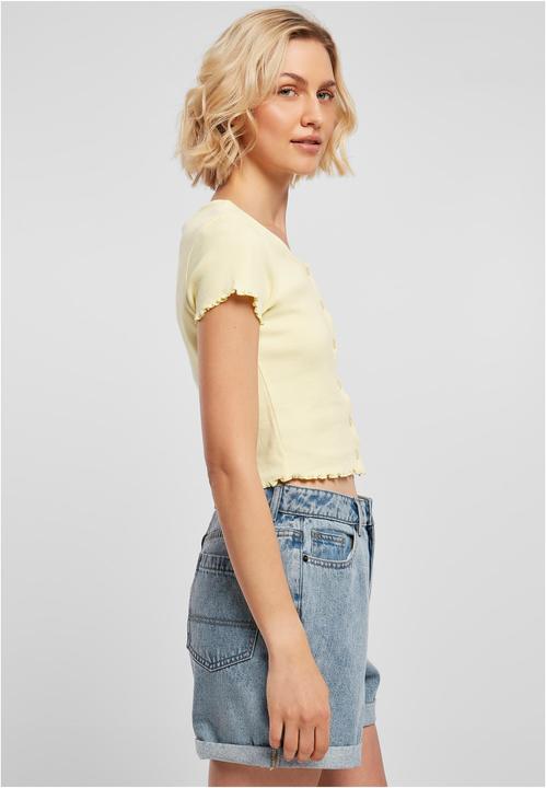 Actual product image Urban Classics Ladies Cropped Button Up Rib Tee - 12114 (S)