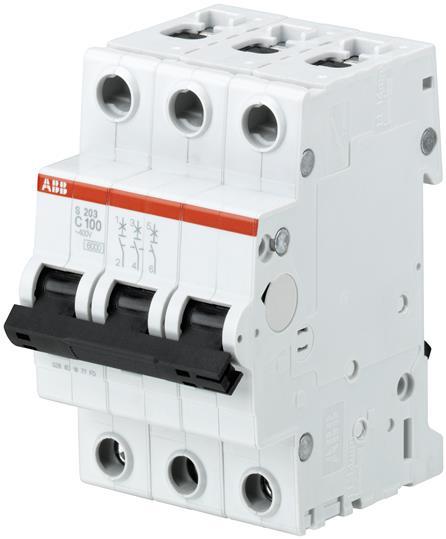 Actual product image ABB S203-C100 Automatic circuit breaker C-Char., 6kA, 100A, 3P