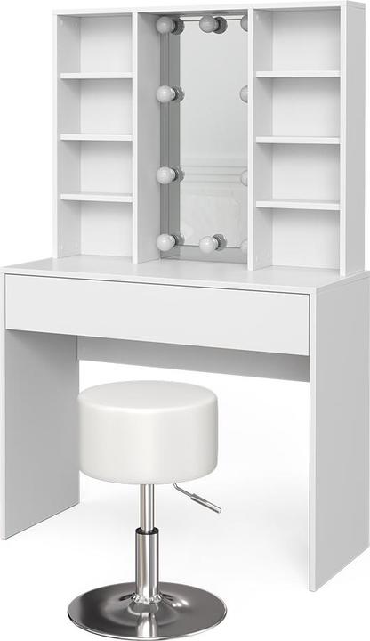 LED fairy lights: White, Dressing table: White, Stool: White