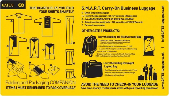 Actual product image Gate 8 Aide à l'emballage des vêtements Shirt Mate (Hand luggage (up to 50 litres))
