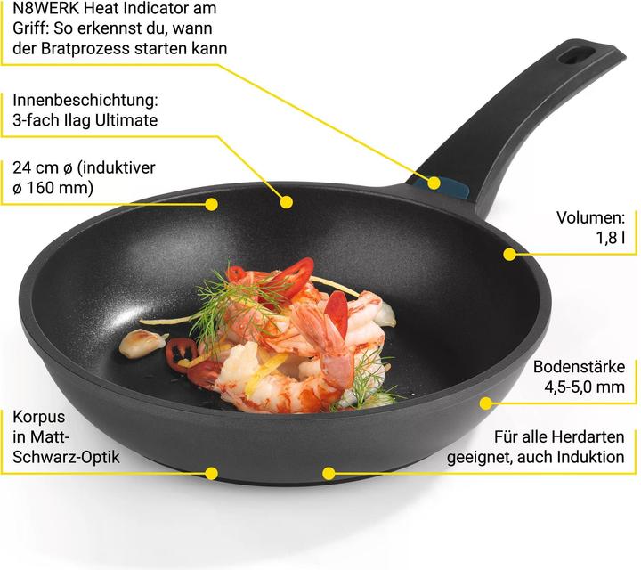 Immagine prodotto N8werk Padella da 24 cm (24 cm, Padella per friggere, Alluminio pressofuso)