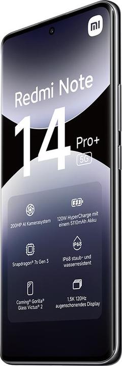 Image du produit Xiaomi Redmi Note 14 Pro+ 5G (512 Go, Midnight Black, 6.67", Double SIM, 200 Mpx, 5G)