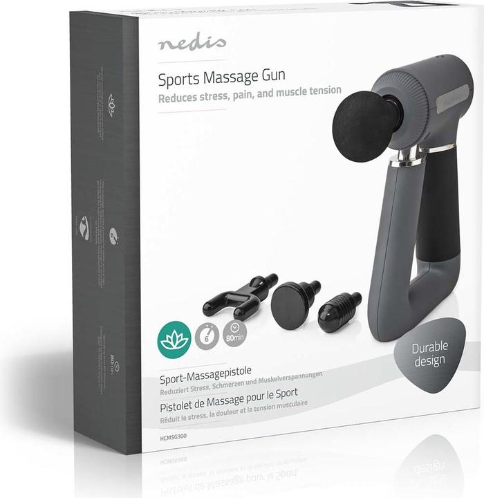 Image du produit Nedis Pistolet de massage sportif à piles Construit en Lithium Ion Rechargeable 6 modes de massage U