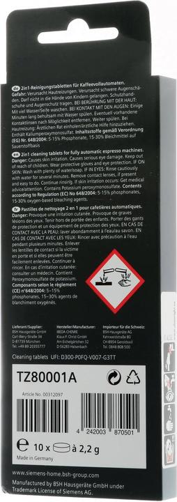 Actual product image Siemens Cleaning tablets TZ80001A