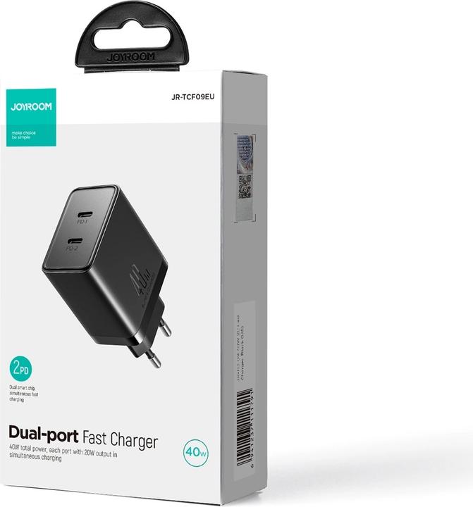 Image du produit Joyroom JR-TCF09 chargeur rapide 2x USB-C 40W - noir (40 W)