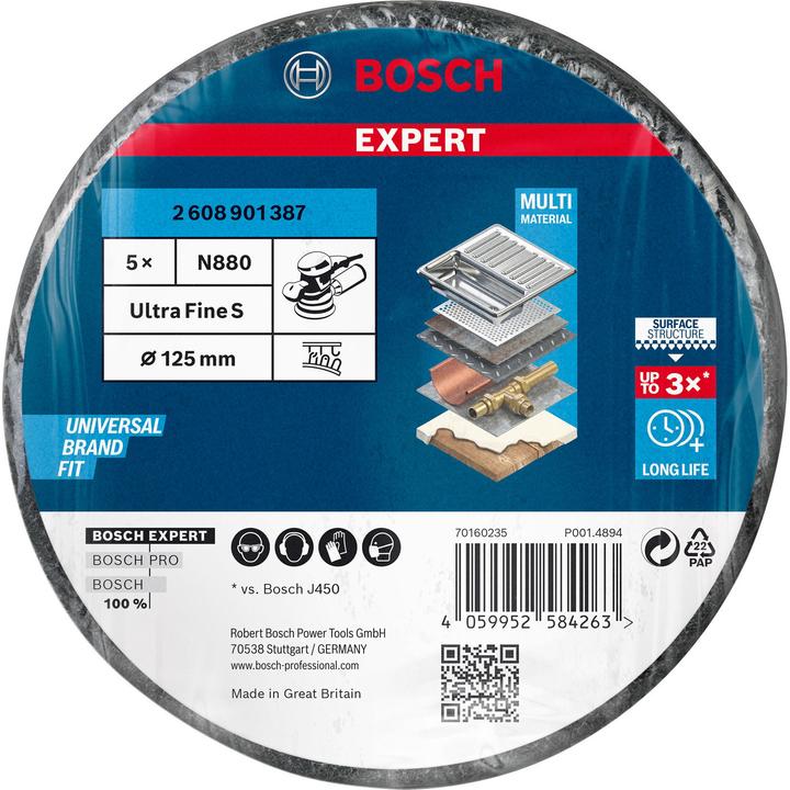 Actual product image Bosch Professional Zubehör EXPERT N880 fleece disc for random orbital sander, 128 mm, fine, 5 pcs. pcs. (800)