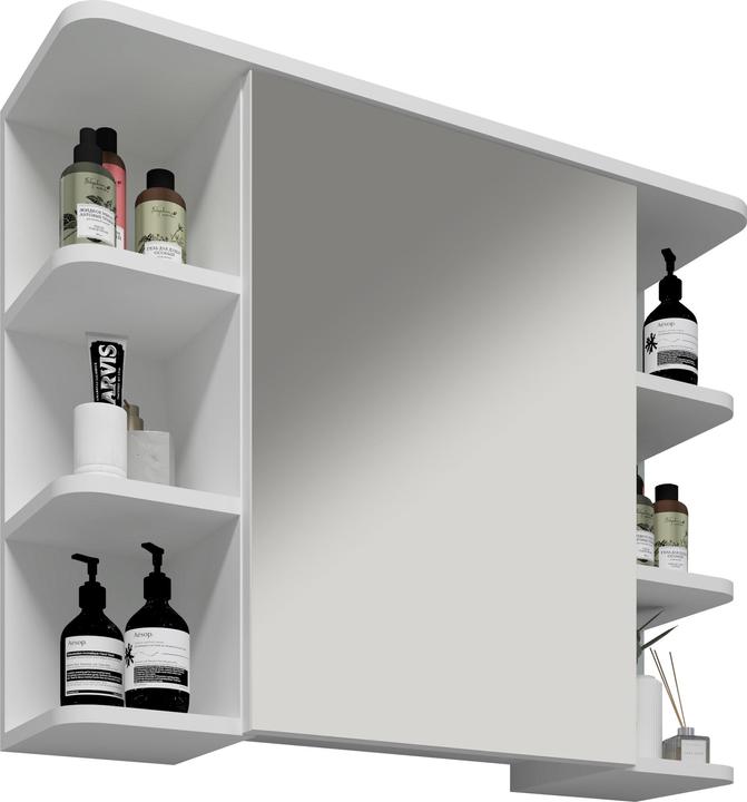 Produktbild VCM Badspiegel Wandspiegel Hängespiegel Spiegelschrank Badezimmer Ablage Nilosi (80 x 21 x 64 cm)