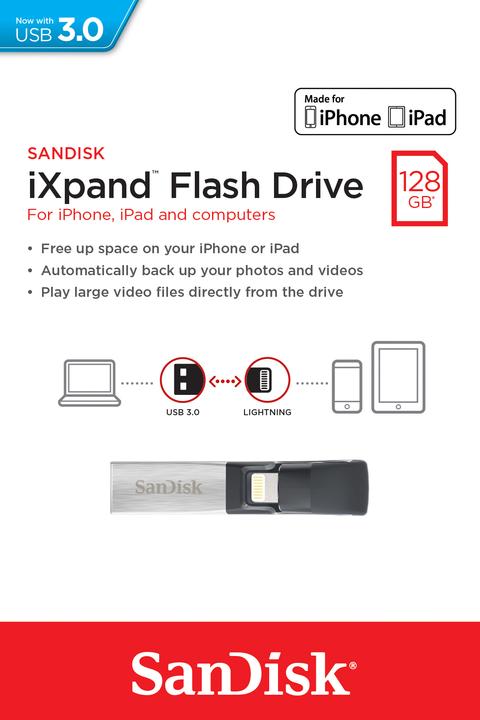 Produktbild SanDisk iXpand Flash Drive 128GB (128 GB, Lightning, USB 3.0)