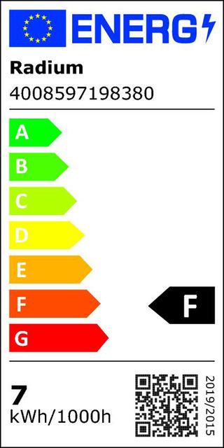 Label énergétique Radium Lampe LED (E27, 6.50 W, 650 lm, 1 x, F)