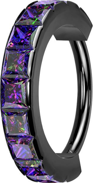 Produktbild Star Piercing Micro Segmentring klappbar schwarz seitlich quadratische Kristalle dunkel multicolor (Chirurgenstahl 316L, ohne Messing)