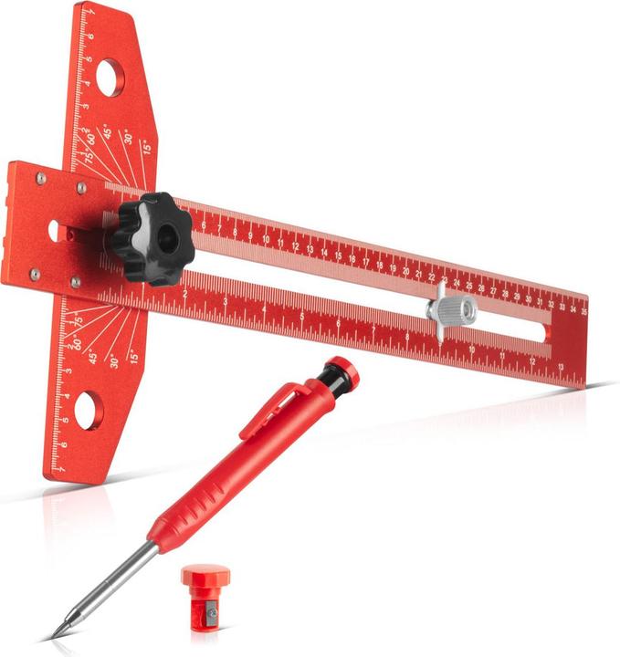 Stahlwerk Règle de traçage angulaire en aluminium avec butée et crayon de marquage