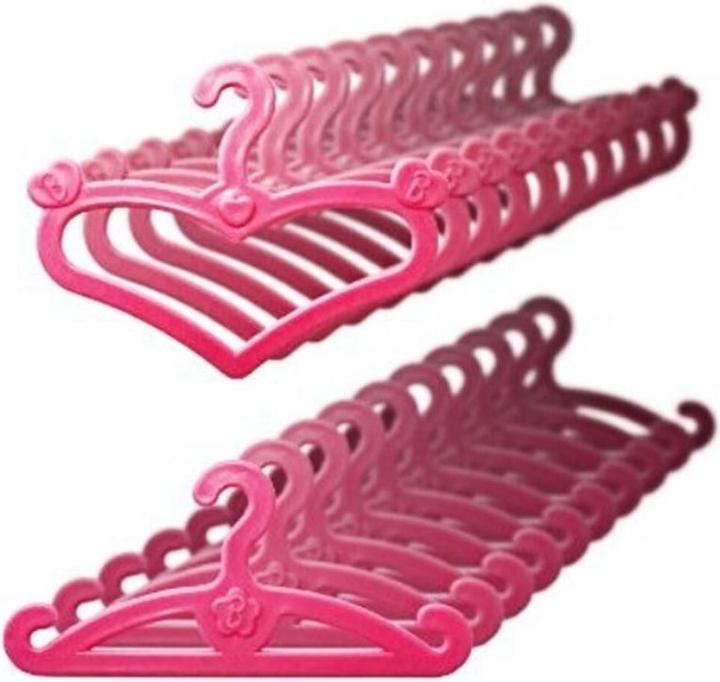 Image du produit Hermex 20 cintres pour Barbie Porte-manteaux poupée rose Accessoires