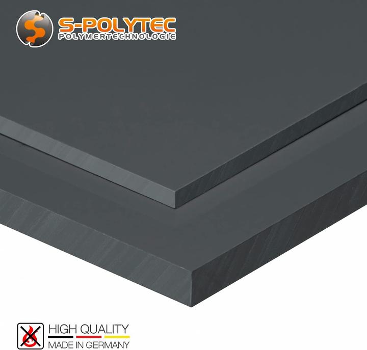 Produktbild S Polytec Hart PVC Zuschnitt, 15mm Dunkelgrau 100 x 49cm