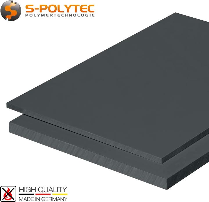 Produktbild S Polytec Hart PVC Zuschnitt, 15mm Dunkelgrau 100 x 49cm