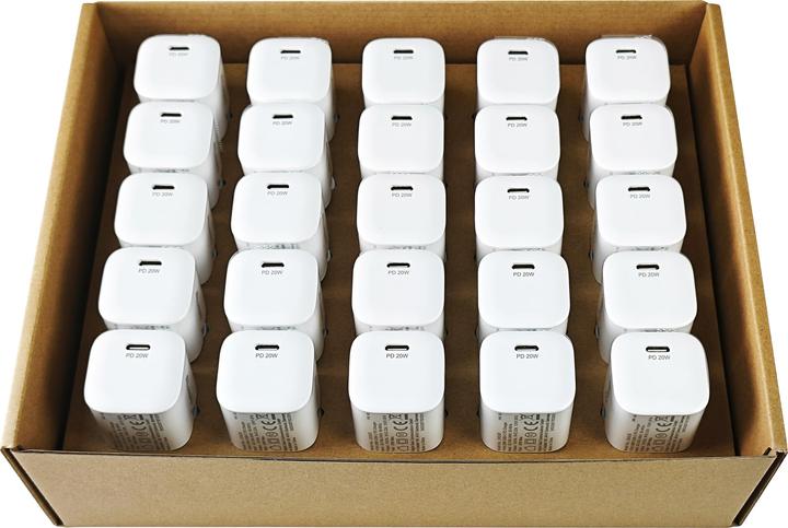 Image du produit Conceptronic Chargeur 1 port 20W,1xUSB-C PD 25pcs/pack blanc (20 W)