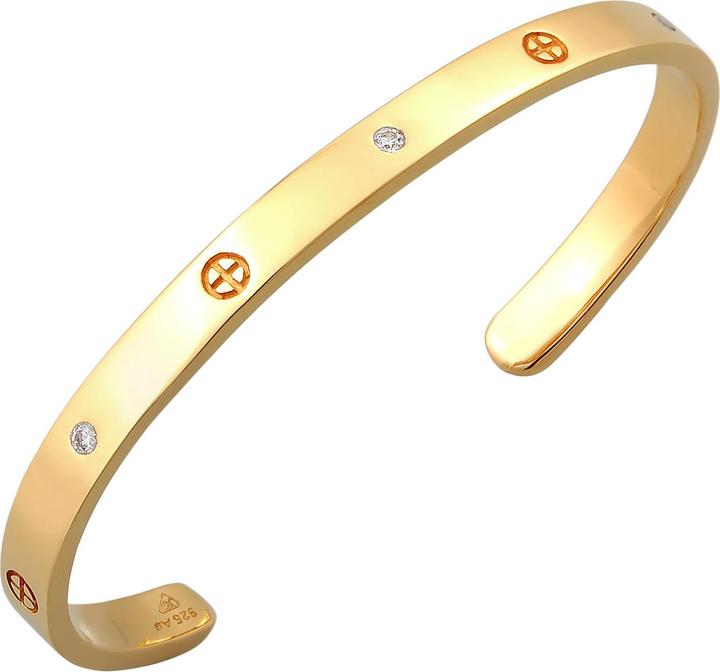 Produktbild Elli PREMIUM Armband Geo Bangle Kreuz Minimal Zirkonia 925 Silber (16 cm, 925er Sterling Silber, Zirkonia)