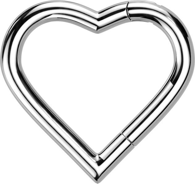 Produktbild Star Piercing Micro Segmentring klappbar silber Herz (Titan G23, ohne Messing)
