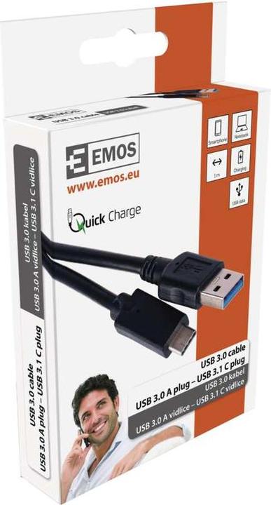 Image du produit Emos USB A — USB C (1 m, USB 3.1)