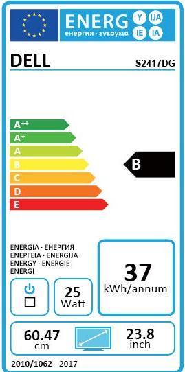 Energy Label Dell S2417dg (2560 x 1440 pixels, 23.80")