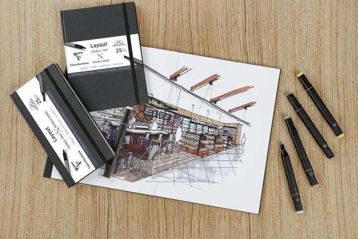 Image du produit Clairefontaine Doppelseitiges Layout-Skizzenbuch, 25 Blatt A4 220g - Schwarz (A4)