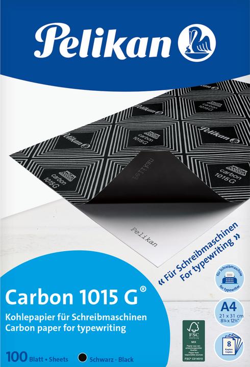 Pelikan Kohlepapier Carbon 1015G, 100 Blatt für Schreibmaschinen, A4, schwarz