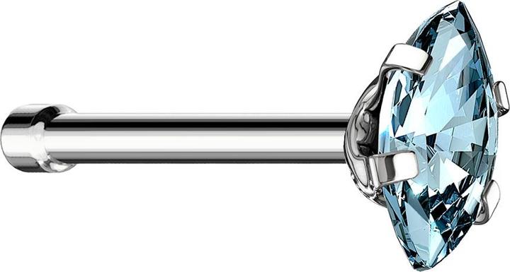 Immagine prodotto Star Piercing Nasenstecker gerade silber Oval Kristall aqua gefasst (senza ottone, Acciaio chirurgico 316L)