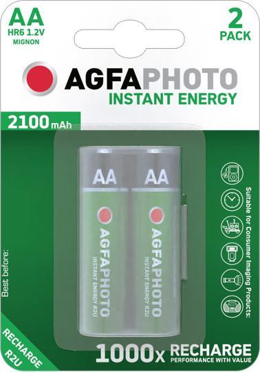 Immagine prodotto AGFAPHOTO 1x2 batterie ricaricabili NiMh Mignon AA 2100 mAh Direct Energy (2 pz., AA, 2100 mAh)