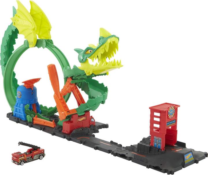 Image du produit Hot Wheels City Dragon Attack Looping Set, Accessoires incl. 1 voiture jouet
