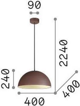 Actual product image Ideal lux FOLK pendant light E27 ⌀400mm dimmable rust-coloured 174211 (E27)