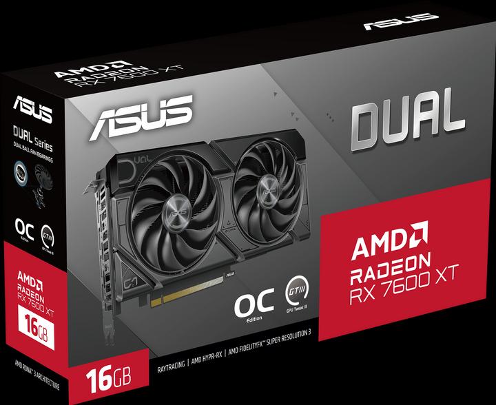 Actual product image ASUS Dual Radeon RX 7600 XT OC graphics card - 16GB GDDR6, 1x HDMI, 3x DP (16 GB)