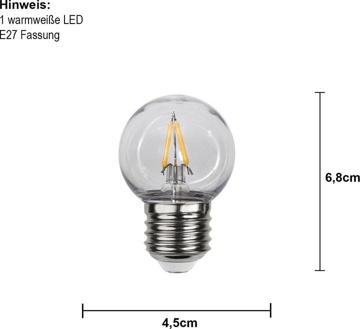 Immagine prodotto Star Trading Lampadina LED E27 G45 illuminazione esterna PC Cover Filament (E27, 1.40 W, 120 lm, 1 x, F)