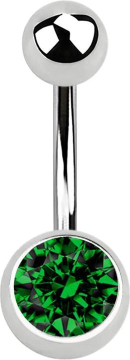 Star Piercing Banane silber mit Kugel und Kugel Kristall grün (ohne Messing, Chirurgenstahl 316L)