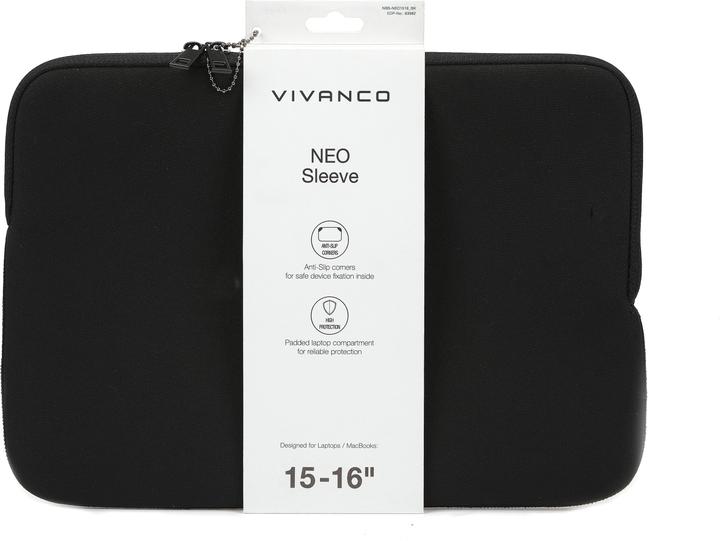 Produktbild Vivanco NEO Notebook Sleeve fuer 15-16" Geraete, schwarz Neopren (16")