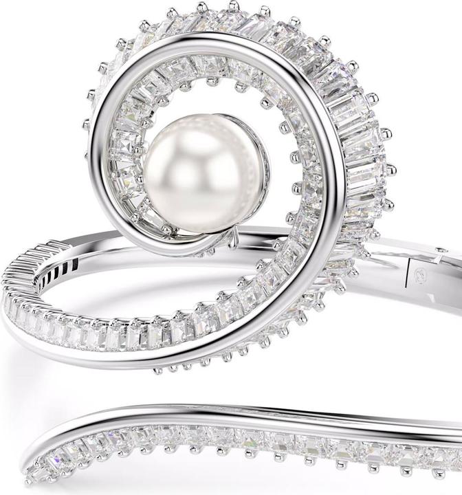 Produktbild Swarovski x Ariana Grande Armreif Kristallperle Baguette Schliff Weiss Rhodiniert (6.20 cm, Swarovski Metall)