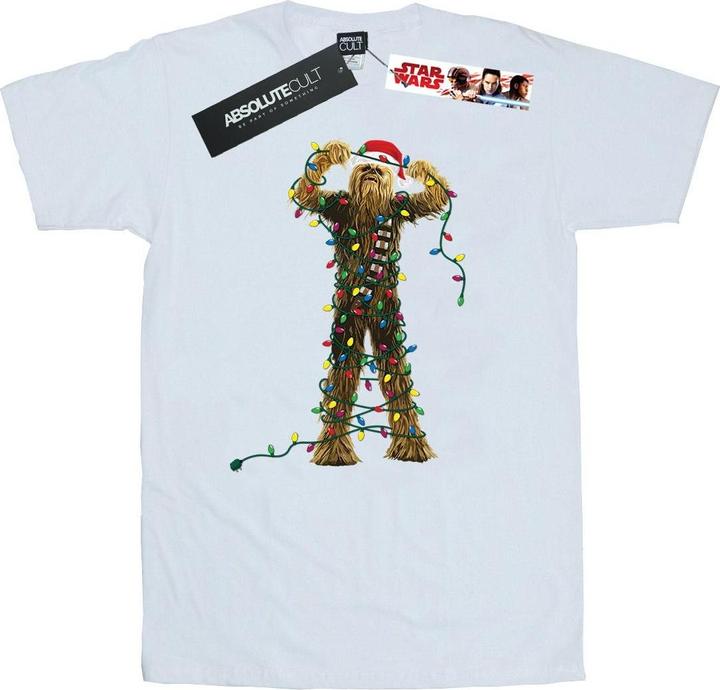 Actual product image Star Wars Mens Chewbacca Christmas Lights T-Shirt (L)