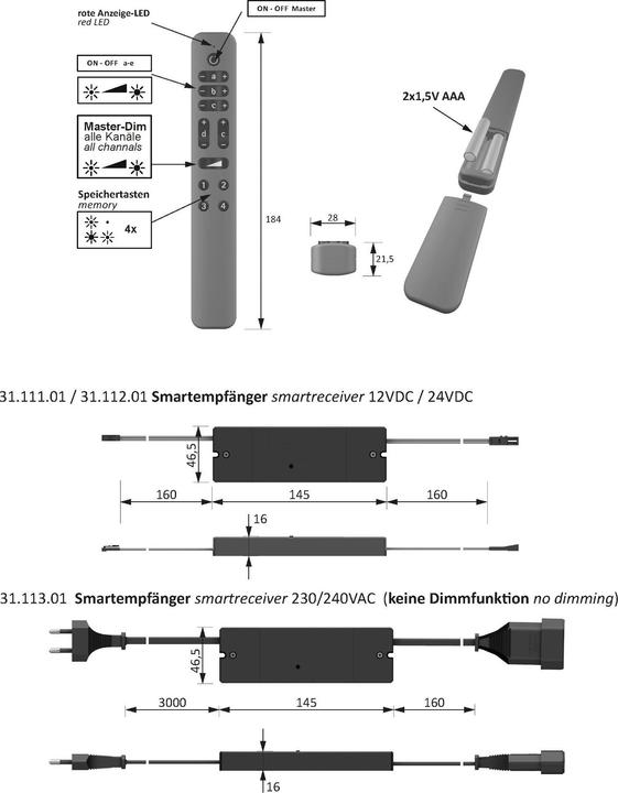 Actual product image Halemeier 5 Channel Wireless Switch/Dimmer S-Mitter Smart Set