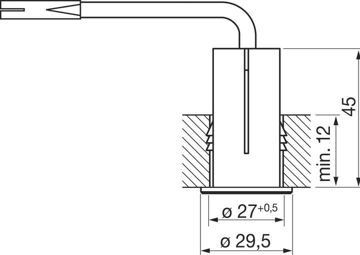 Produktbild Elektra Druckschalter 230 V, 1-polig, mit 1000 mm Anschlussleitung,alufarbig