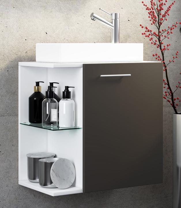 Produktbild VCM 2-tlg Badmöbel Set Gäste WC Gästebad Waschplatz Waschtisch klein schmal Hausa