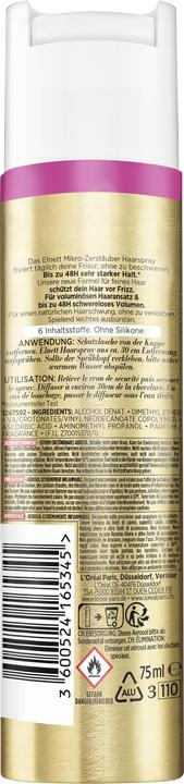 Nutritional values and ingredients L'Oréal Paris Elnett Hairspray Volume extra strong 75 ml (75 ml)