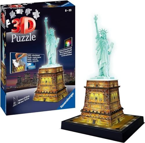 Productafbeelding Ravensburger 3D puzzel Vrijheidsbeeld Nacht Editie (108 onderdelen)