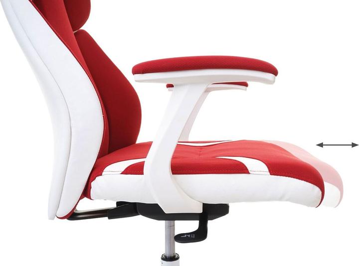 Produktbild Swisshandel24 Bürostuhl, Schreibtischstuhl Drehstuhl Chefsessel, Sliding-Funktion Stoff/Textil + Kunstleder - rot/